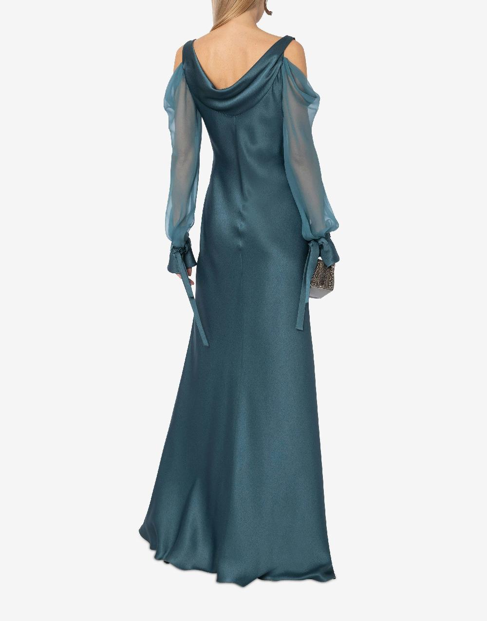 Alberta Ferretti Abito in raso con maniche in chiffon Italia