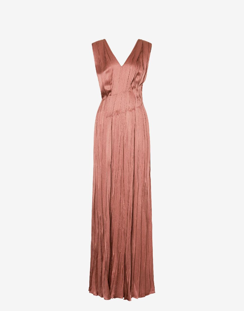 Alberta Ferretti Abito lungo in raso con plissé