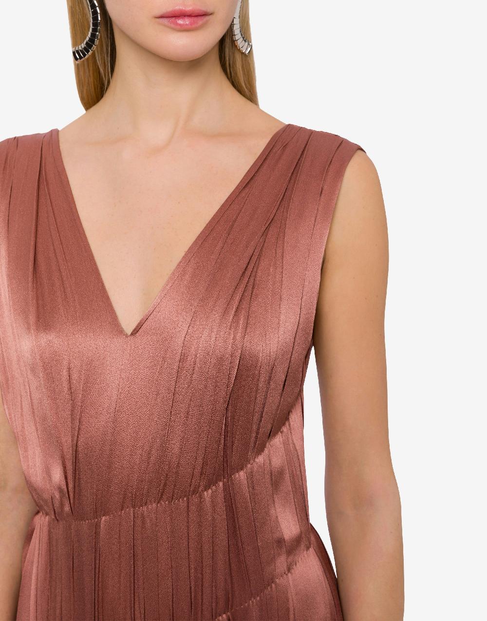 Alberta Ferretti Abito lungo in raso con plissé In Linea