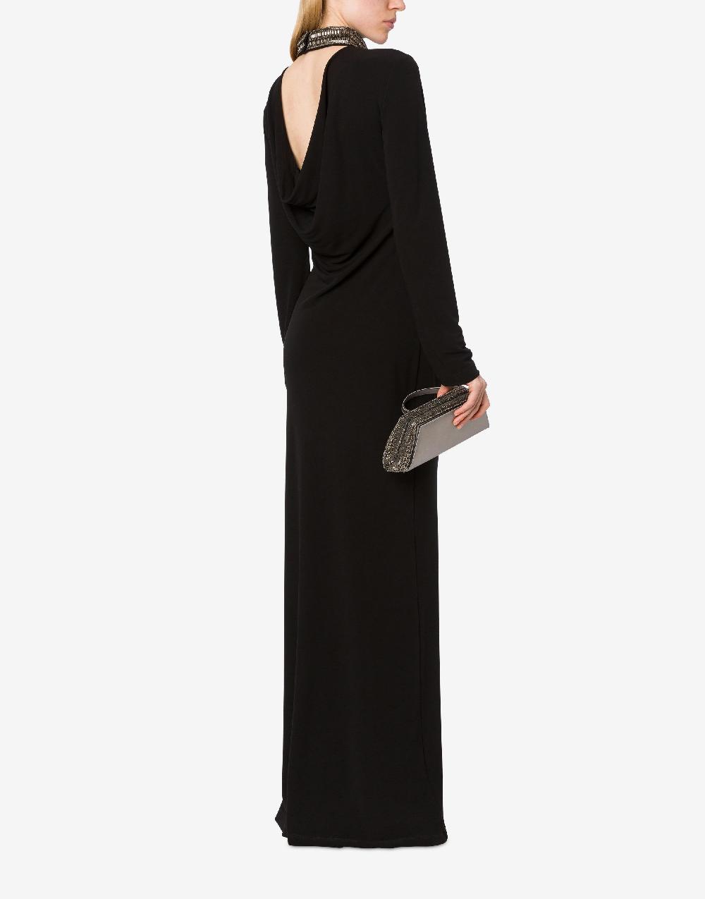 Alberta Ferretti Abito lungo in organzino con ricamo Sconto