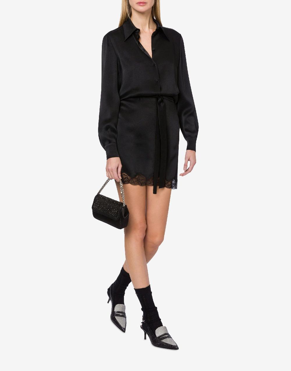 Alberta Ferretti Abito corto in raso con pizzo Offerta