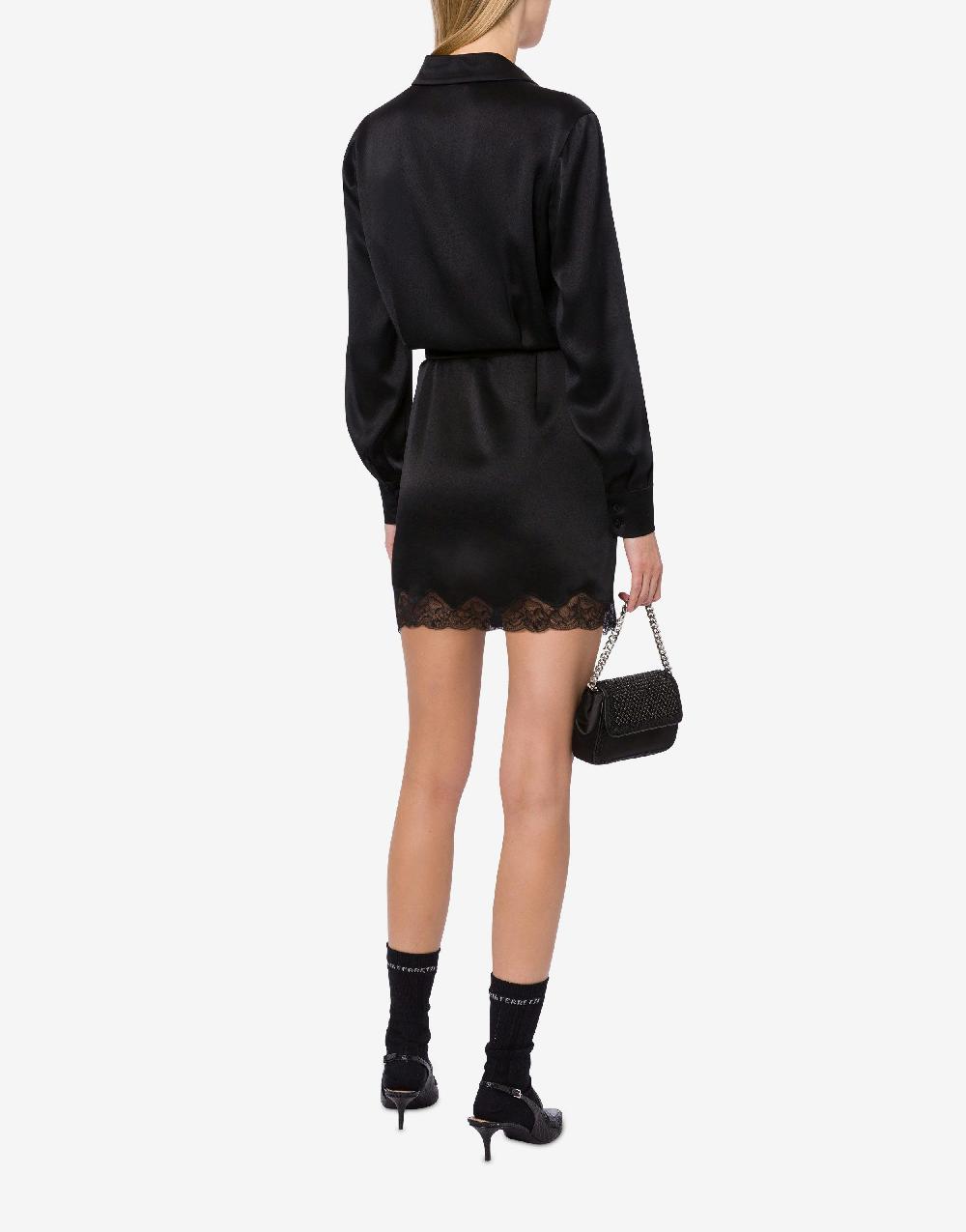 Alberta Ferretti Abito corto in raso con pizzo Offerta