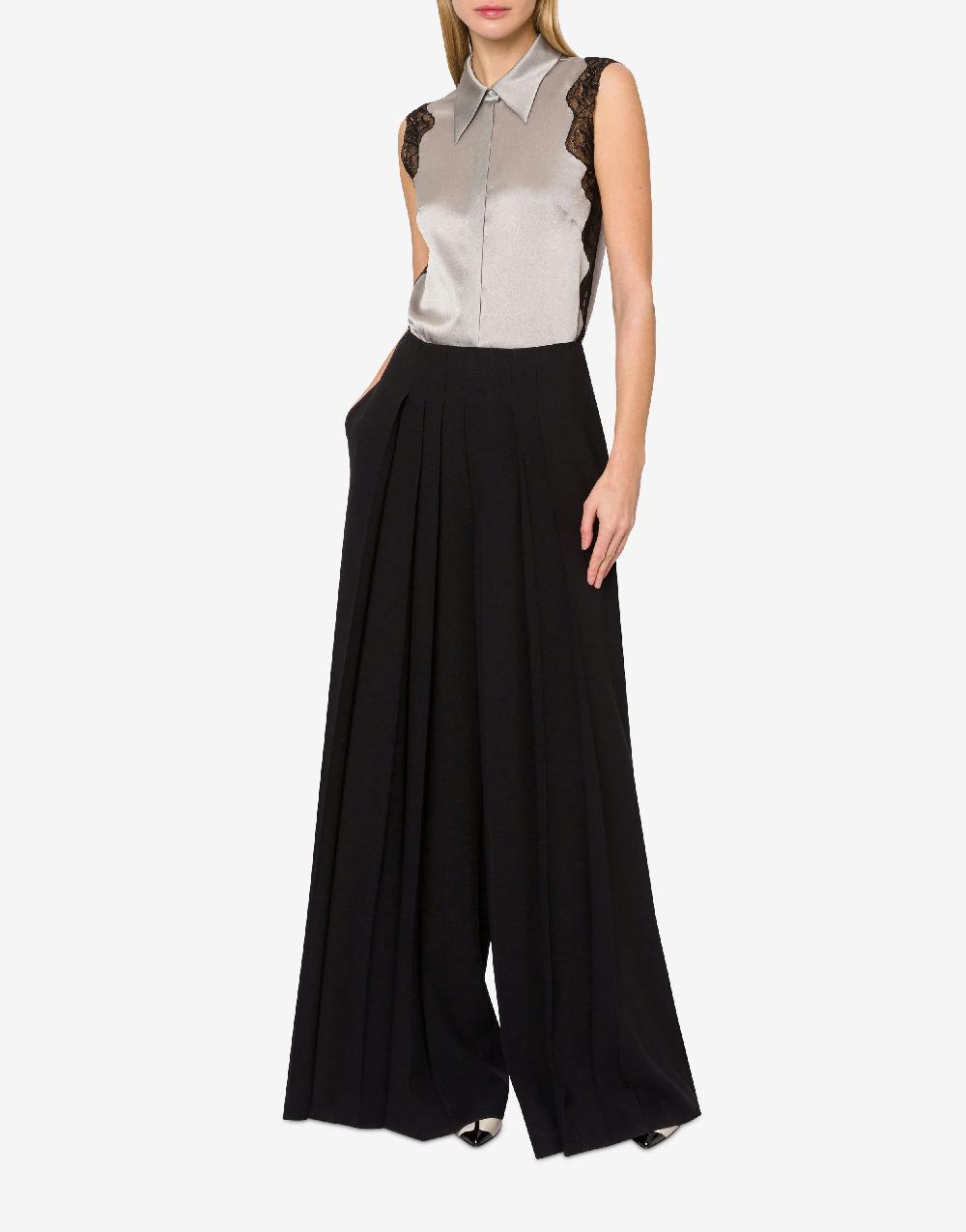 Alberta Ferretti Top camicia in raso con pizzo Economico