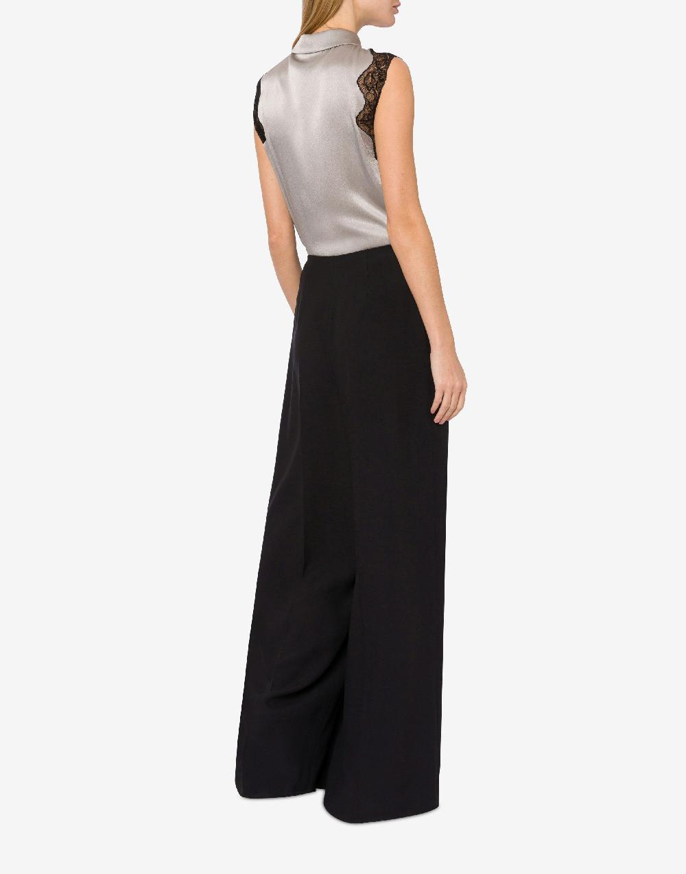 Alberta Ferretti Top camicia in raso con pizzo Economico