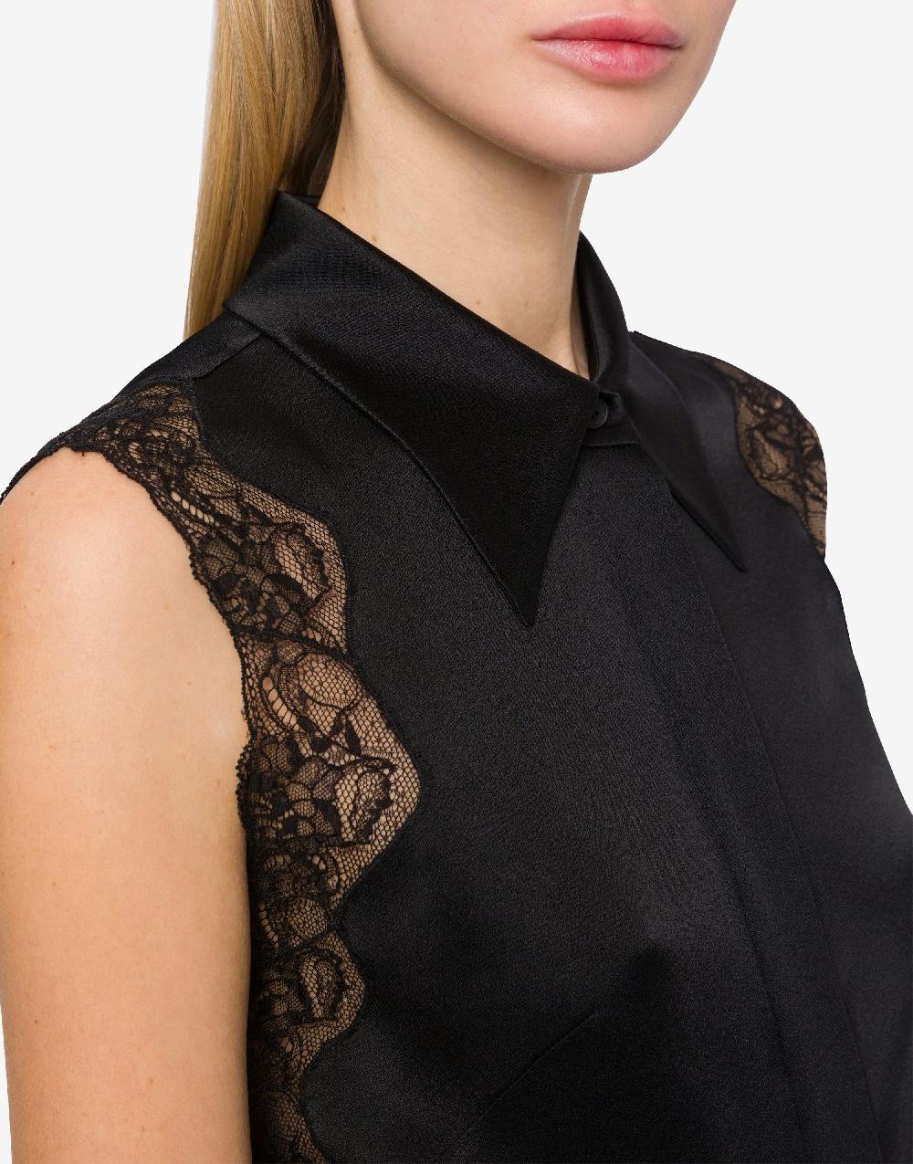 Alberta Ferretti Top camicia in raso con pizzo Online