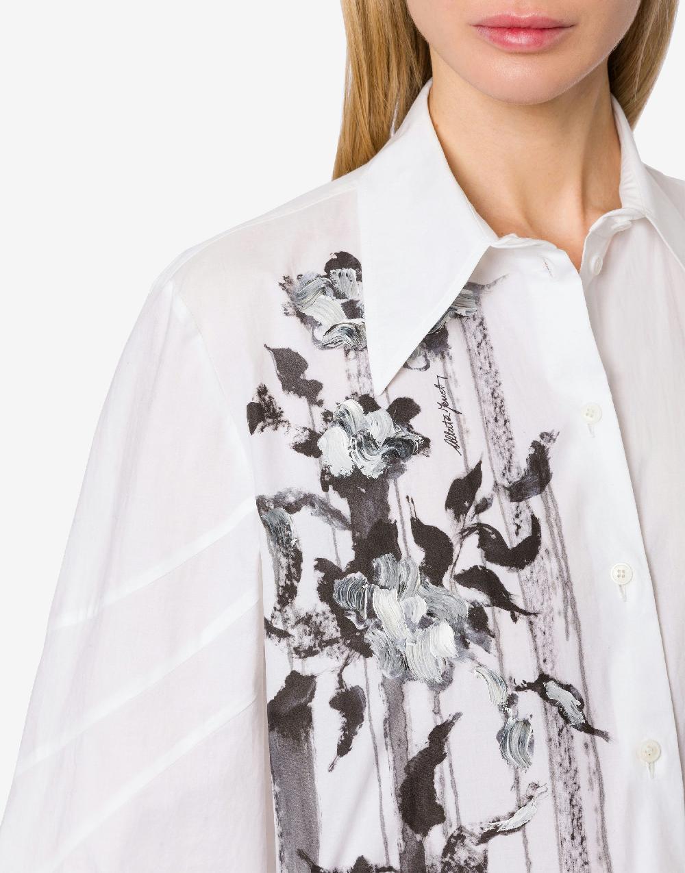 Alberta Ferretti Camicia in popeline stretch Dripping Roses Offerte