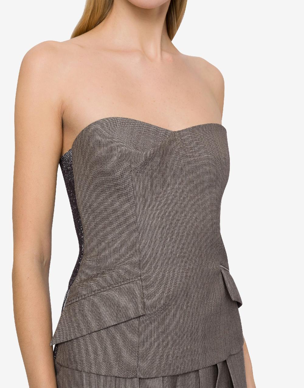 Alberta Ferretti Top bustier in tweed di lana Italia