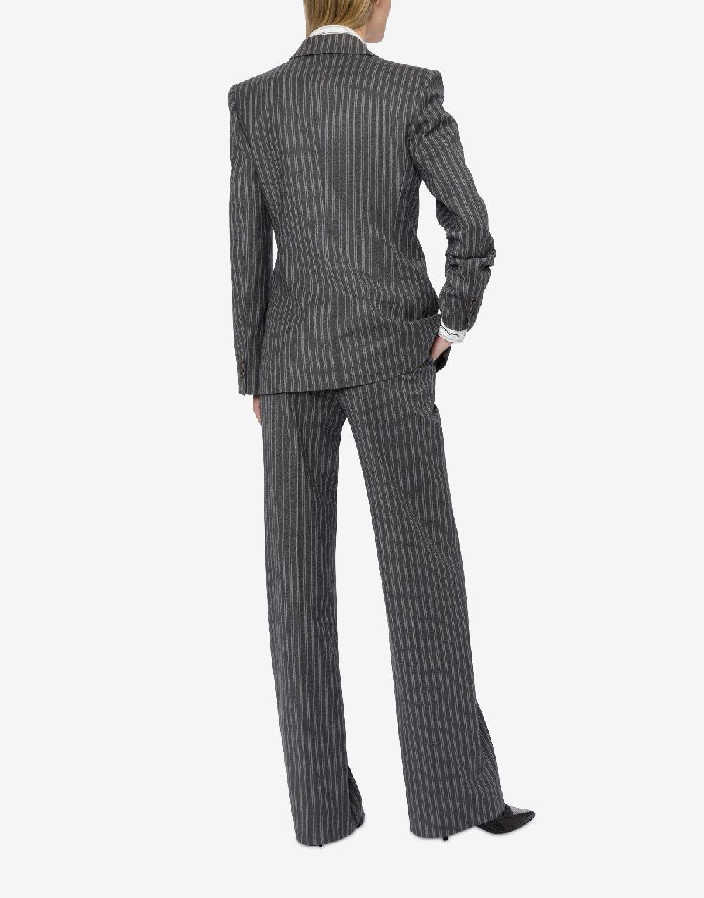 Alberta Ferretti Giacca doppiopetto in flanella rigata stretch Promozione