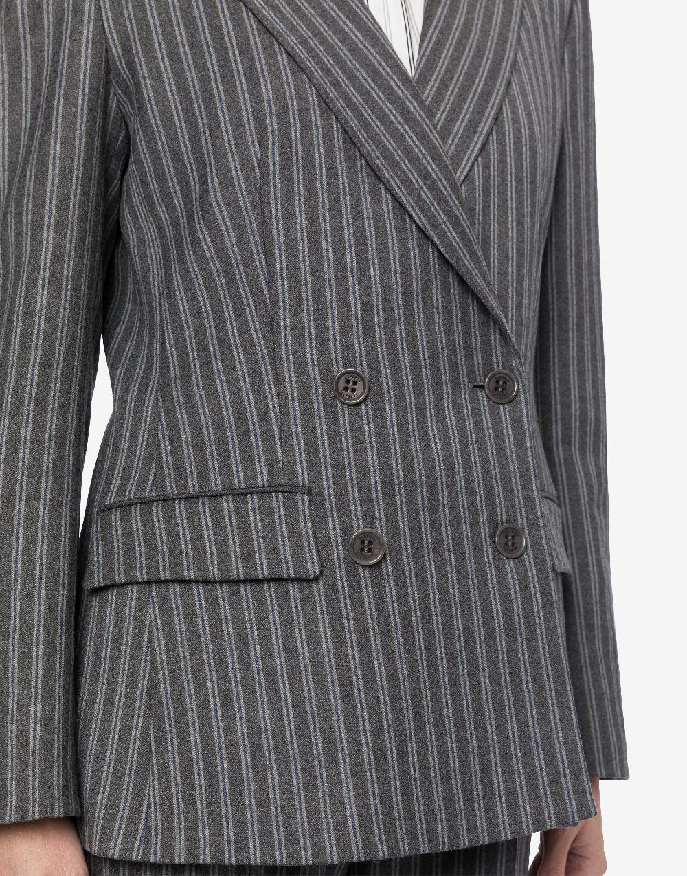 Alberta Ferretti Giacca doppiopetto in flanella rigata stretch Promozione