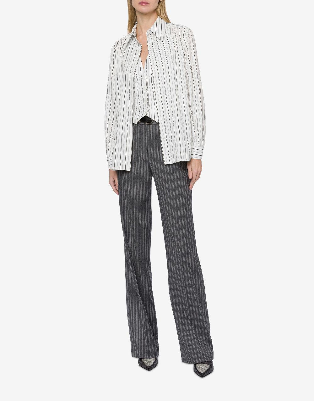 Alberta Ferretti Pantalone in flanella rigata stretch Spedizione Gratuita