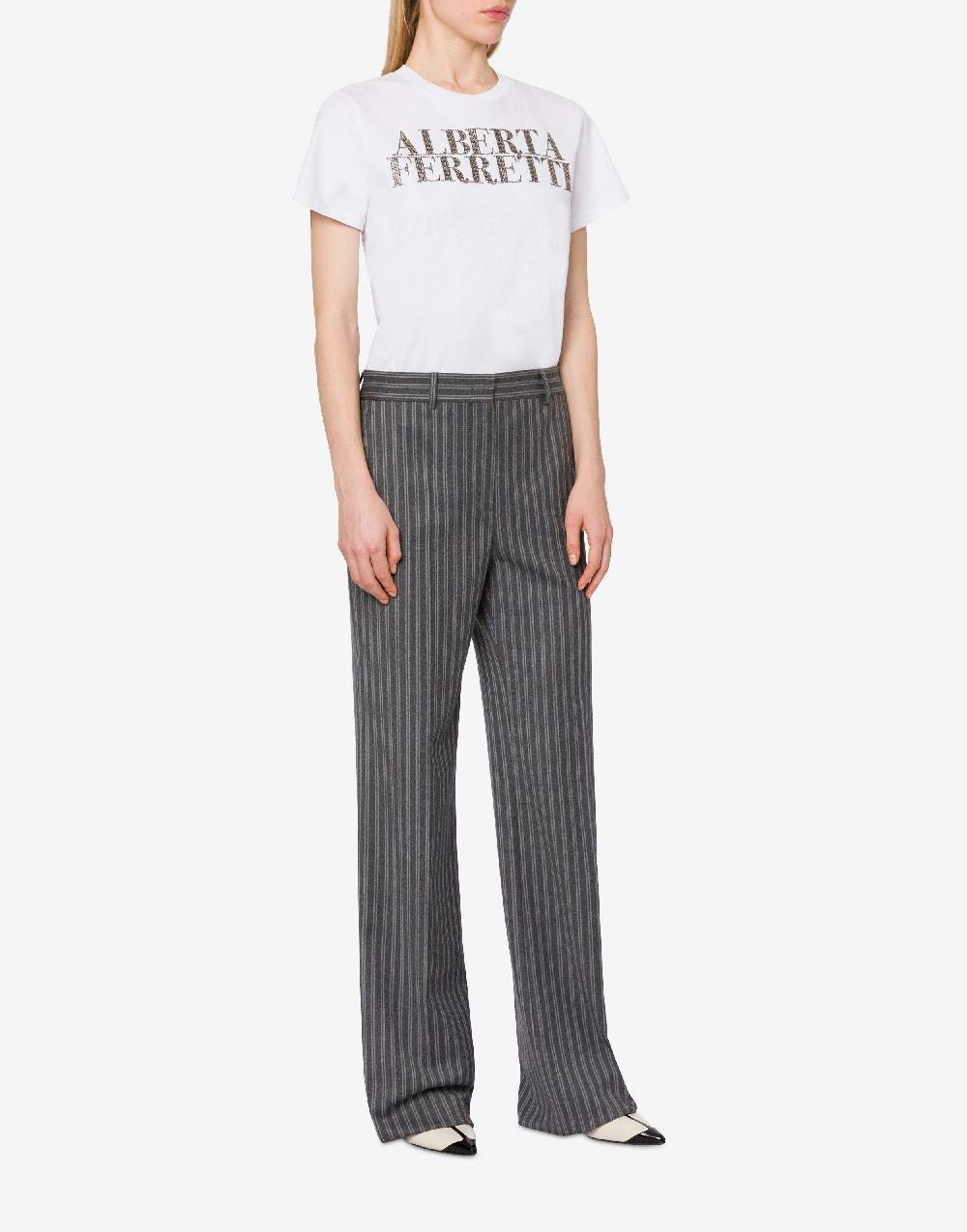 Alberta Ferretti T-shirt in jersey con ricamo logo Pezzi Unici