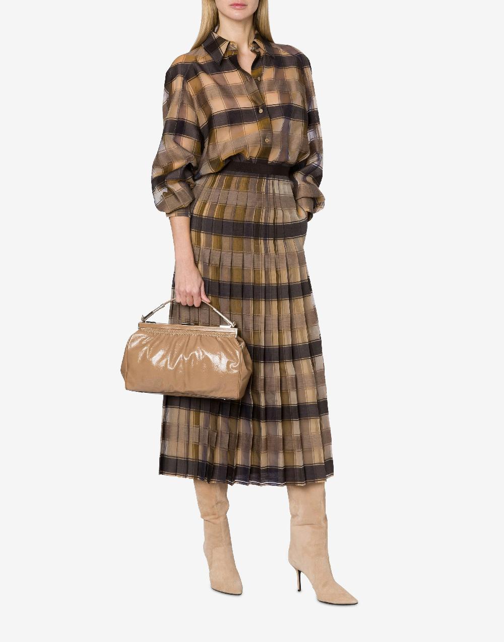 Alberta Ferretti Camicia oversize in organza check lana seta Negozi Online