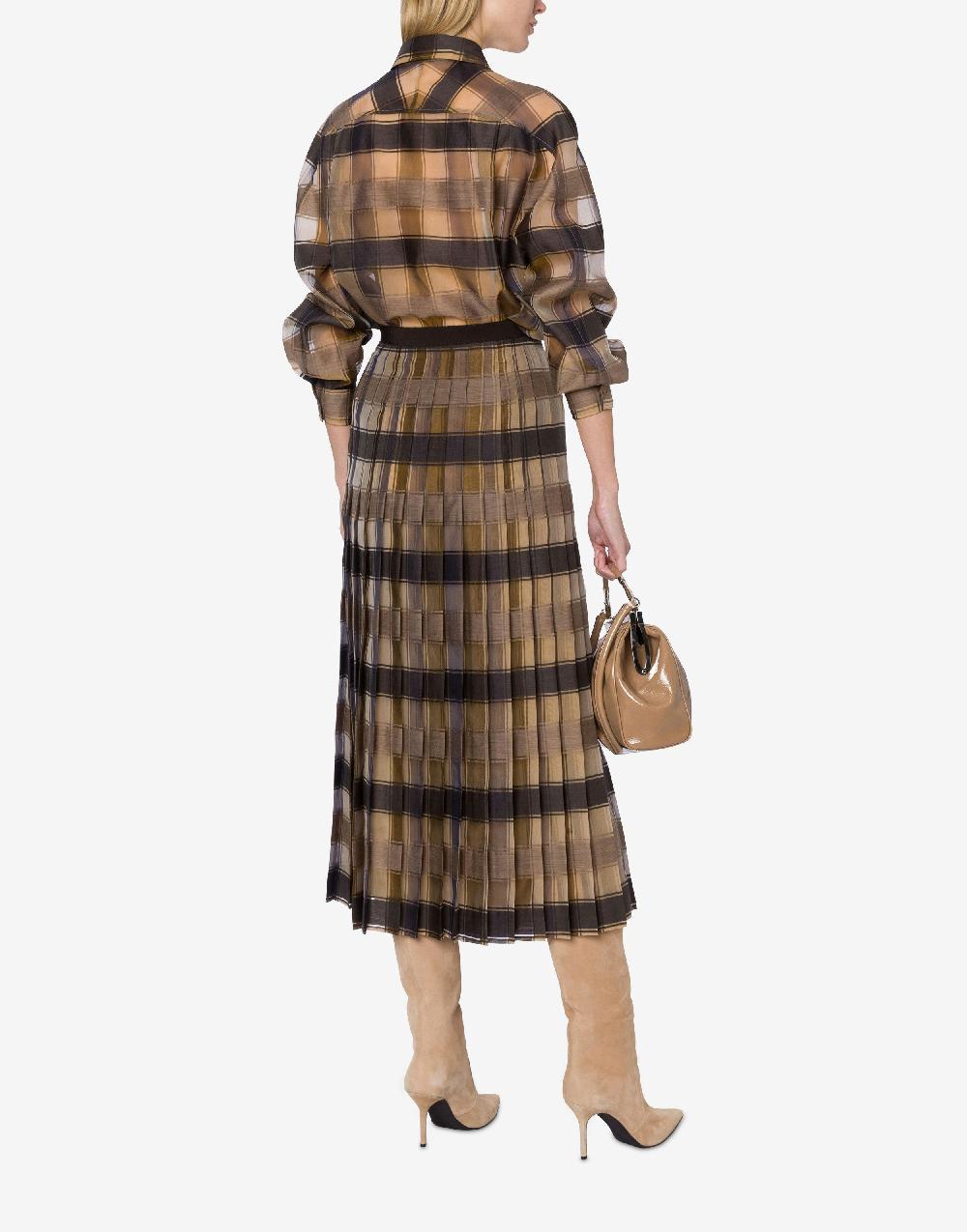 Alberta Ferretti Camicia oversize in organza check lana seta Negozi Online