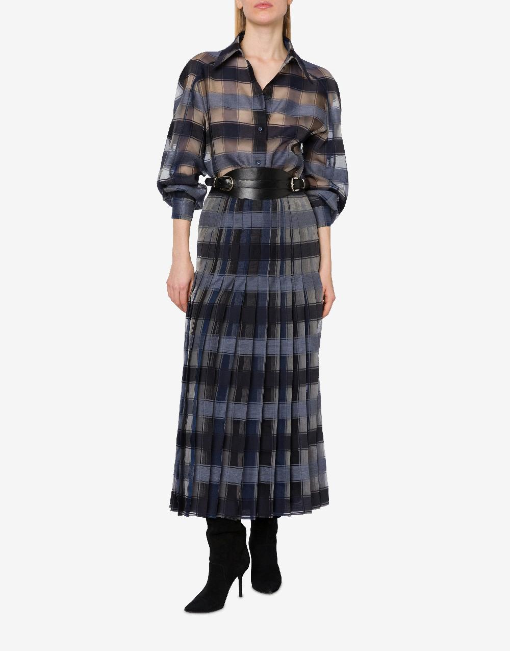 Alberta Ferretti Camicia oversize in organza check lana seta Fino Al -60%