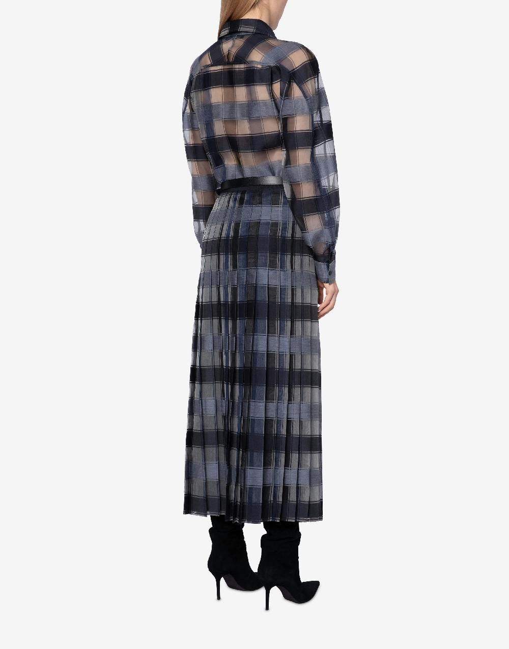 Alberta Ferretti Camicia oversize in organza check lana seta Fino Al -60%