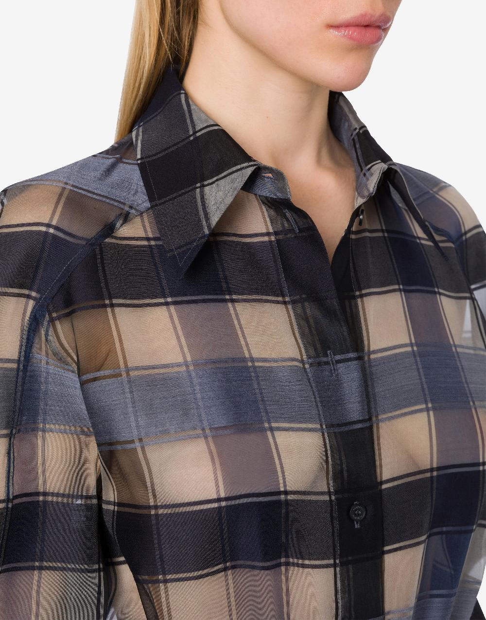 Alberta Ferretti Camicia oversize in organza check lana seta Fino Al -60%
