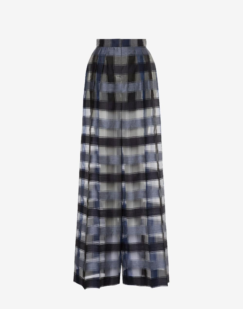 Alberta Ferretti Pantalone a palazzo in organza check lana seta