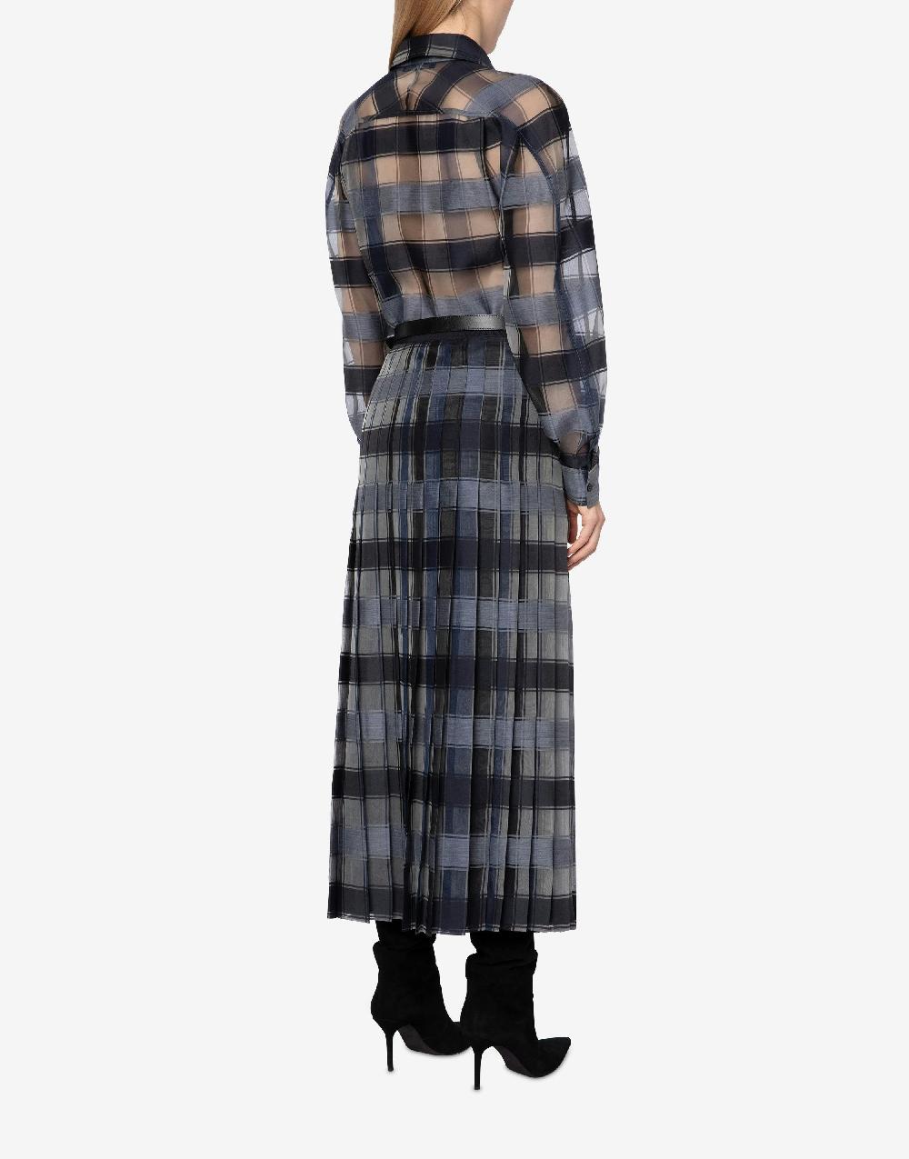 Alberta Ferretti Gonna a pieghe in organza check lana seta Affare Del Giorno