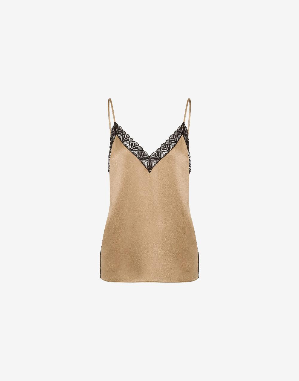Alberta Ferretti Top in raso con pizzo