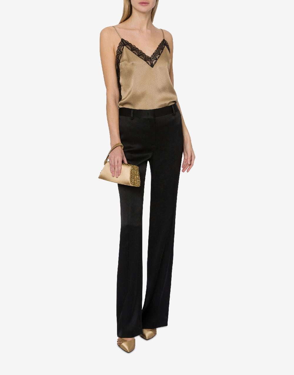 Alberta Ferretti Top in raso con pizzo Presa