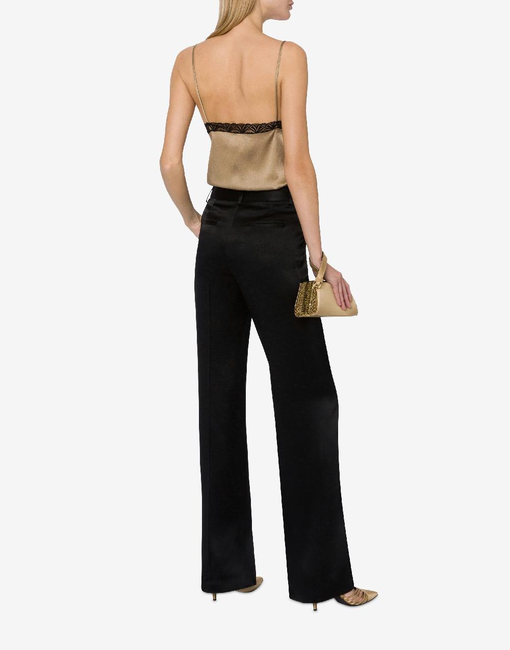 Alberta Ferretti Top in raso con pizzo Presa