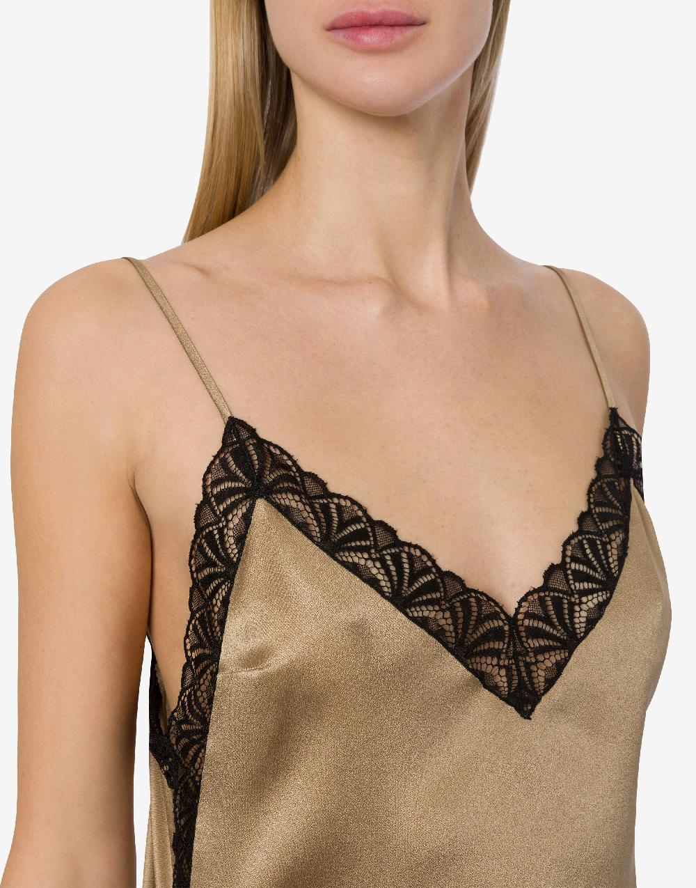Alberta Ferretti Top in raso con pizzo Presa