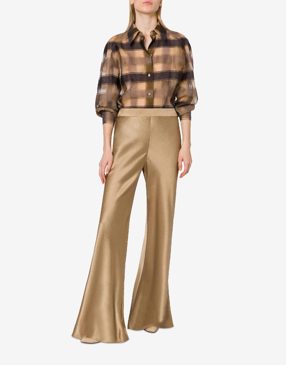 Alberta Ferretti Pantalone flare in raso Sconto