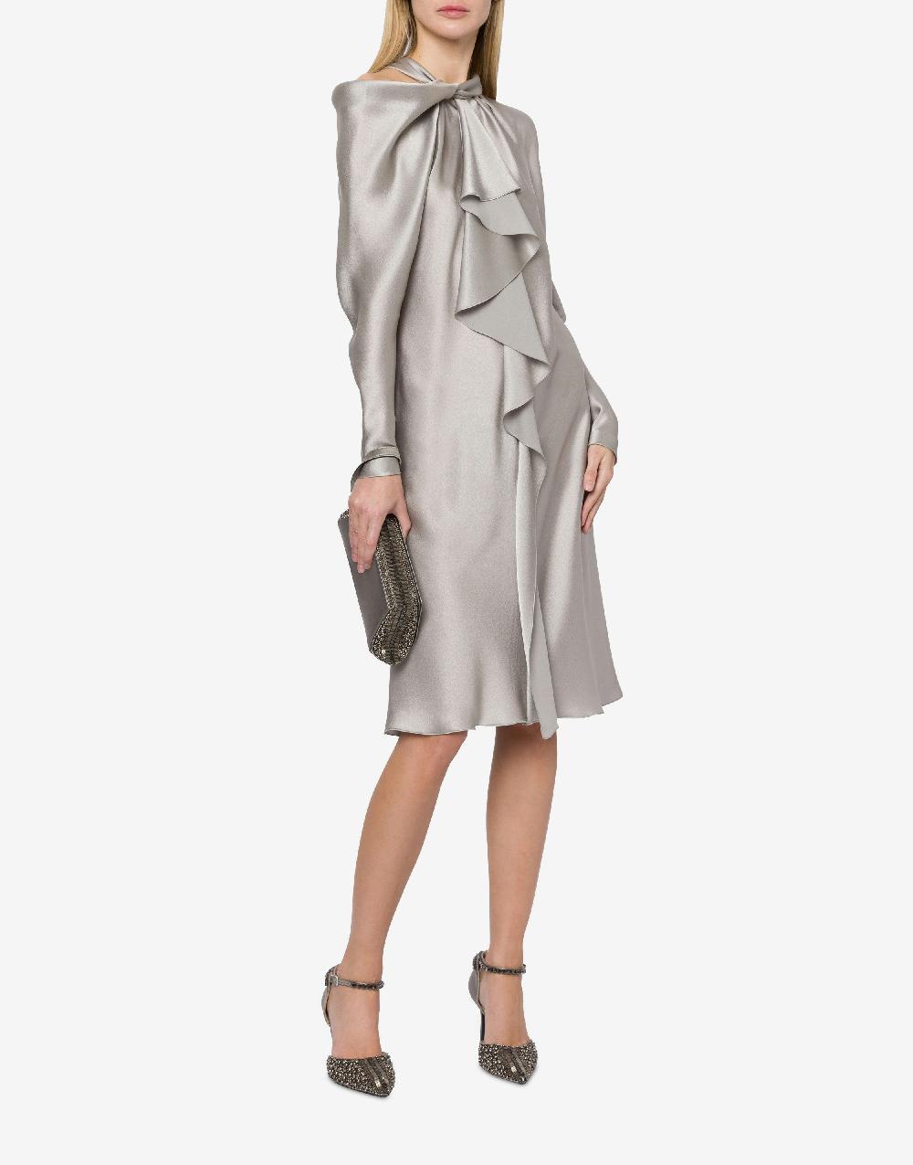 Alberta Ferretti Abito midi in raso con ruche Offerta