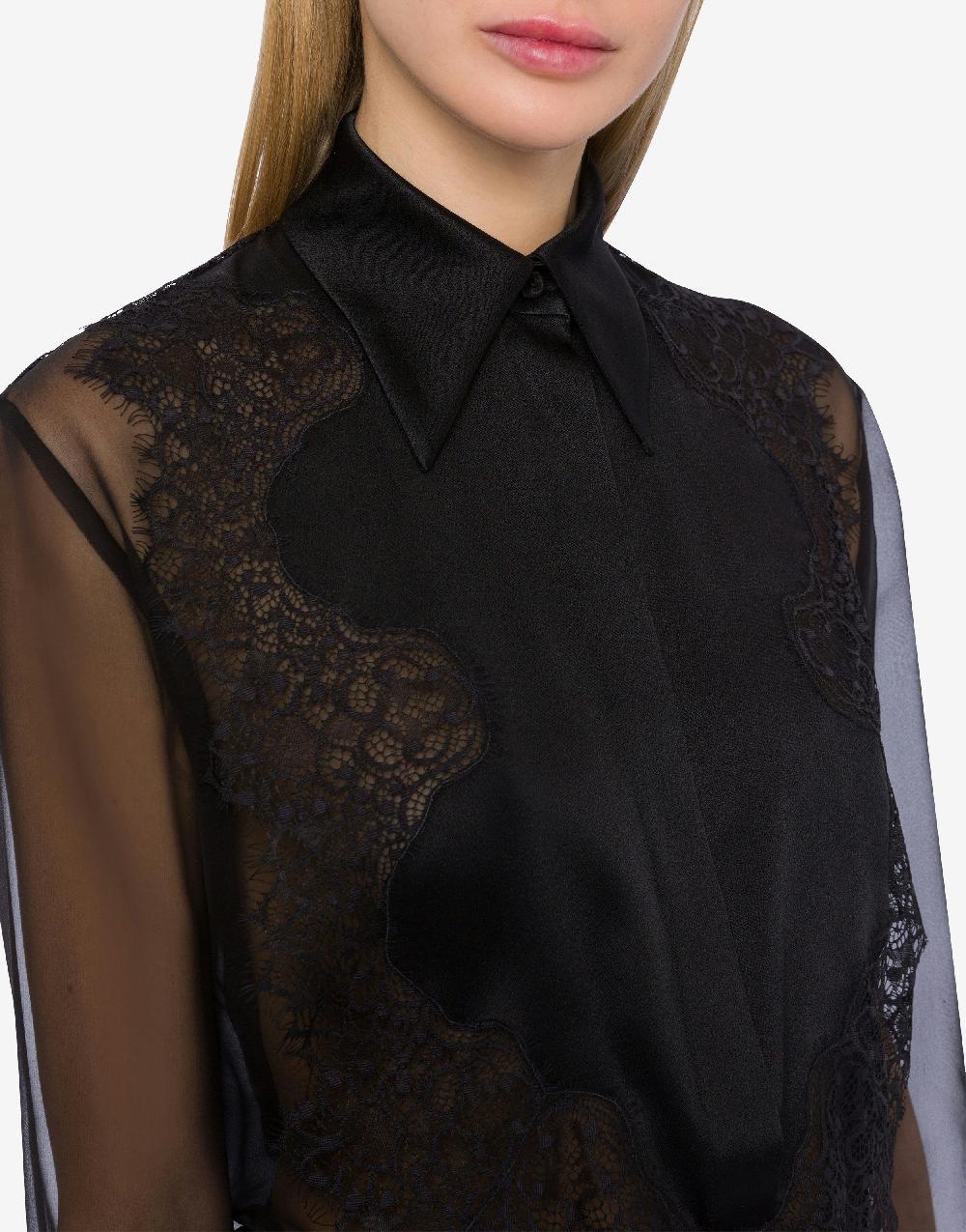Alberta Ferretti Camicia in chiffon organico con pizzo Vendita Calda