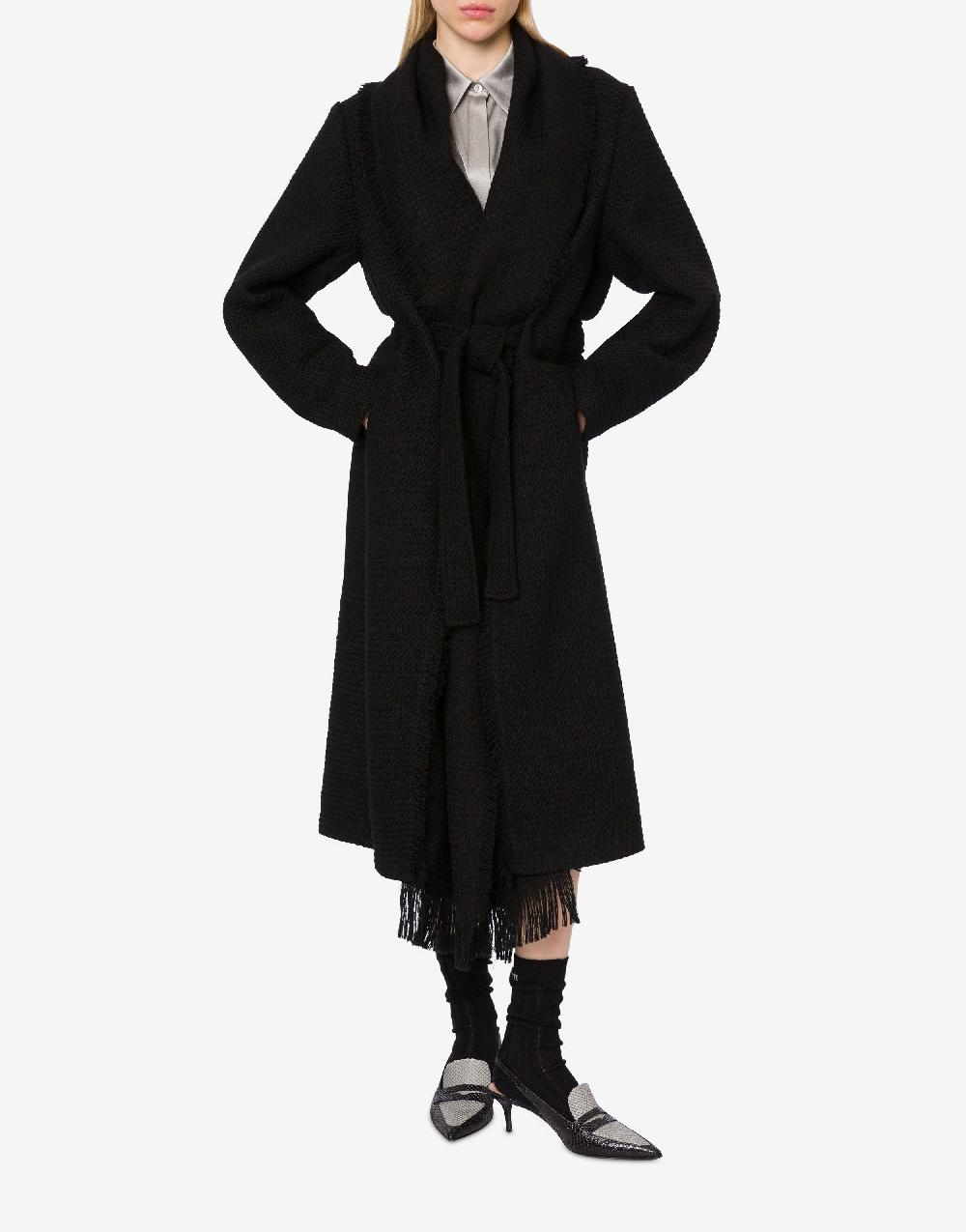 Alberta Ferretti Cappotto in stuoia di lana con frange Moda