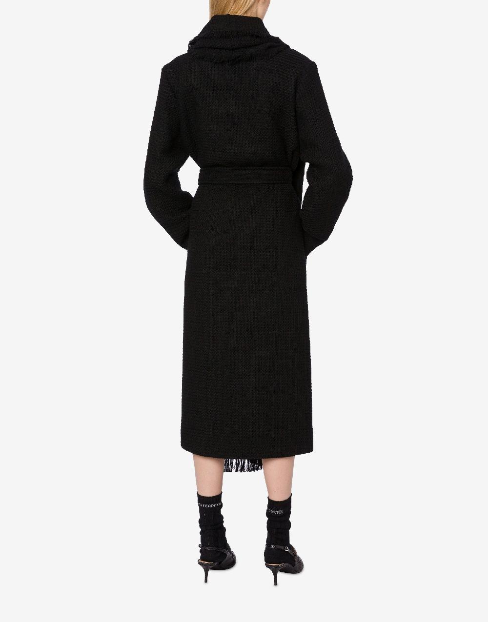 Alberta Ferretti Cappotto in stuoia di lana con frange Moda