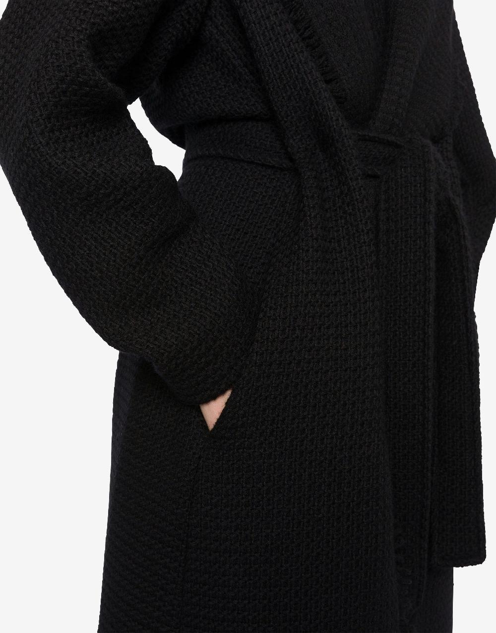 Alberta Ferretti Cappotto in stuoia di lana con frange Moda