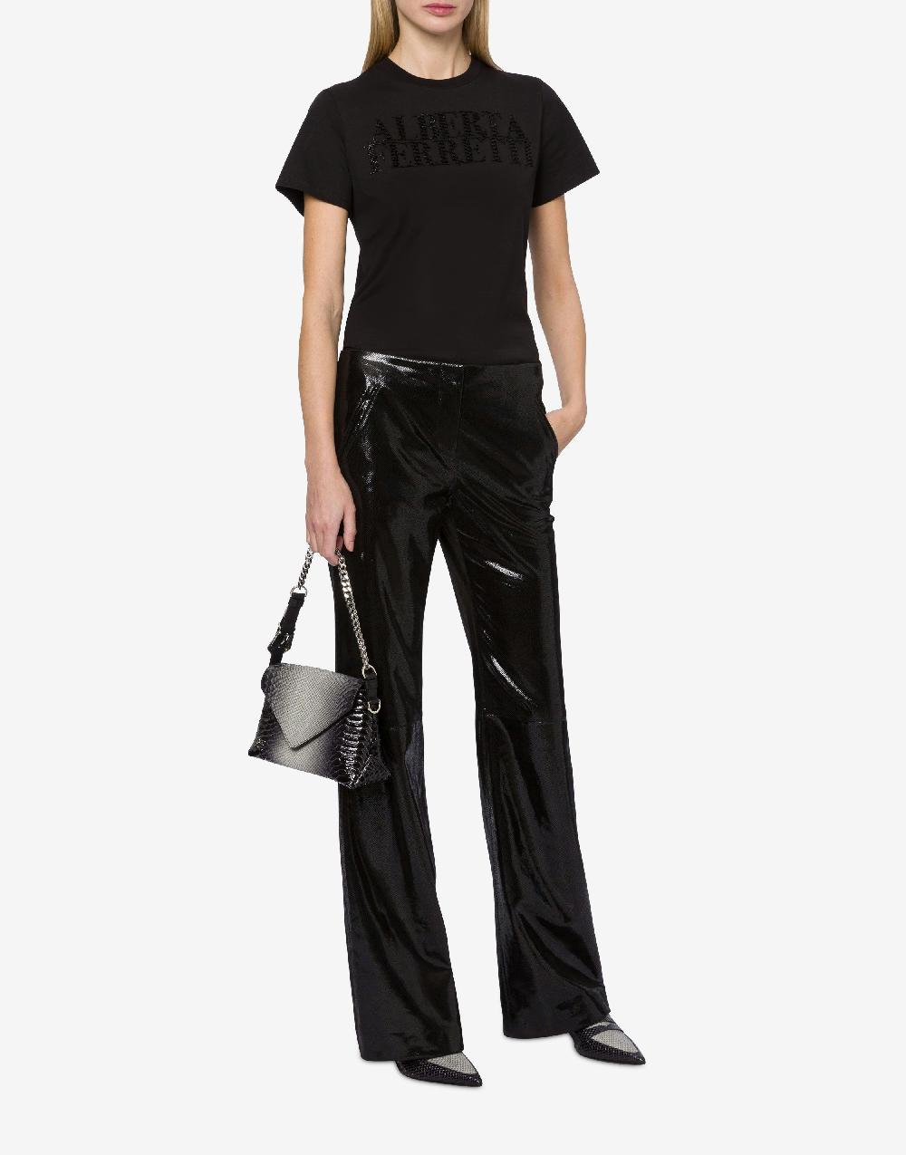 Alberta Ferretti T-shirt in jersey con ricamo logo Italia