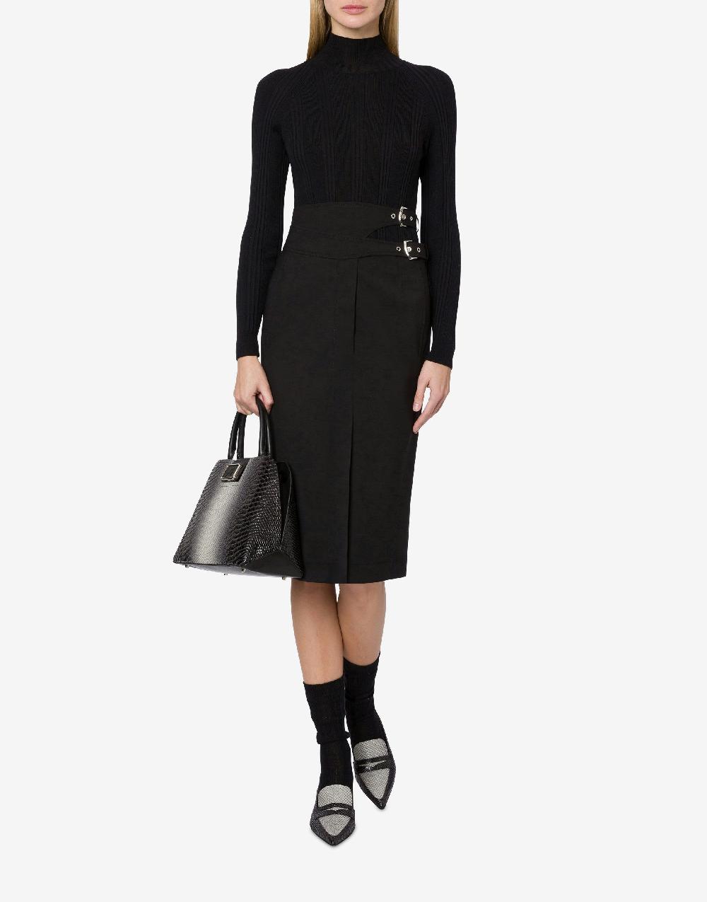 Alberta Ferretti Gonna midi in tela di lana stretch 2025