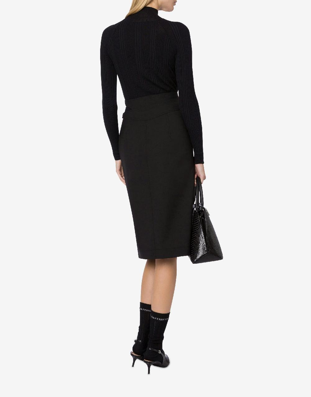Alberta Ferretti Gonna midi in tela di lana stretch 2025