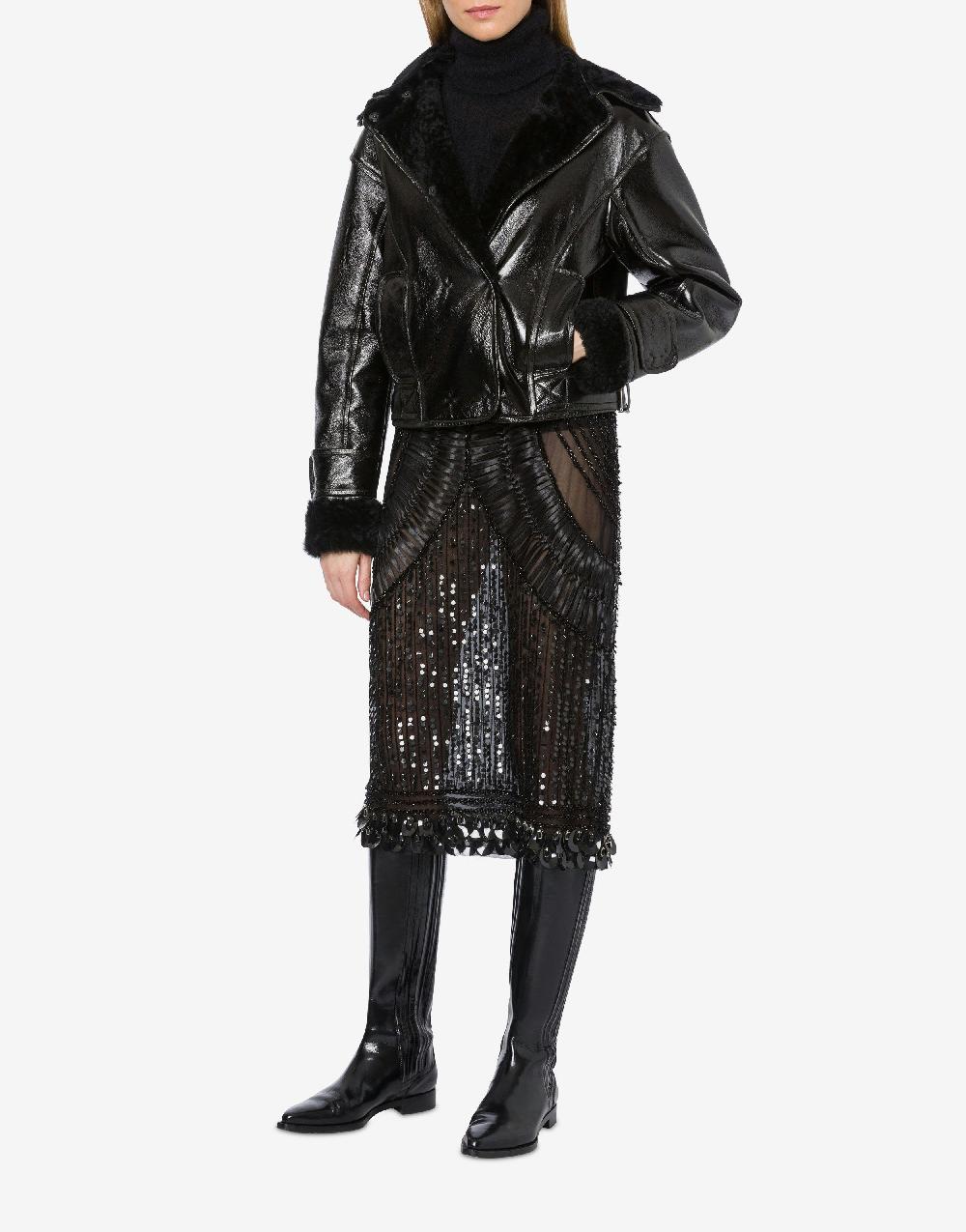 Alberta Ferretti Montone in shearling lucido reversibile In Linea
