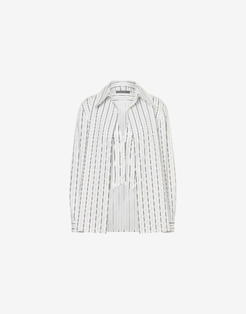Alberta Ferretti Camicia in drill rigato con gilet