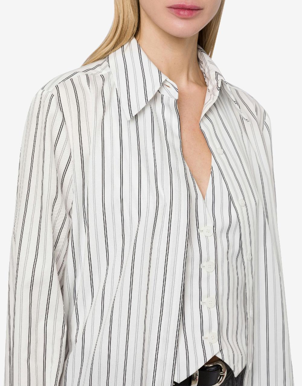 Alberta Ferretti Camicia in drill rigato con gilet Negozi Online
