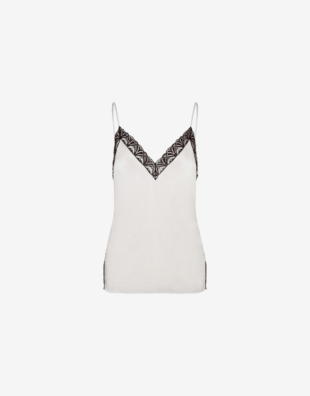 Alberta Ferretti Top in raso con pizzo