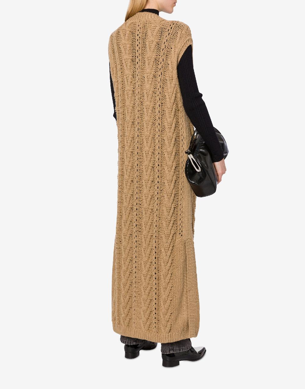 Alberta Ferretti Gilet lungo in maglia di lana e cashmere Sconto