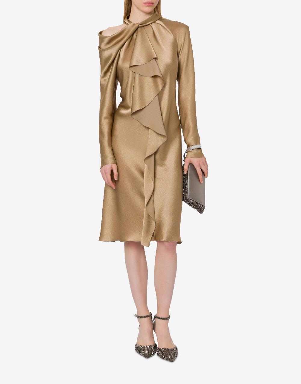 Alberta Ferretti Abito midi in raso con ruche Offerta