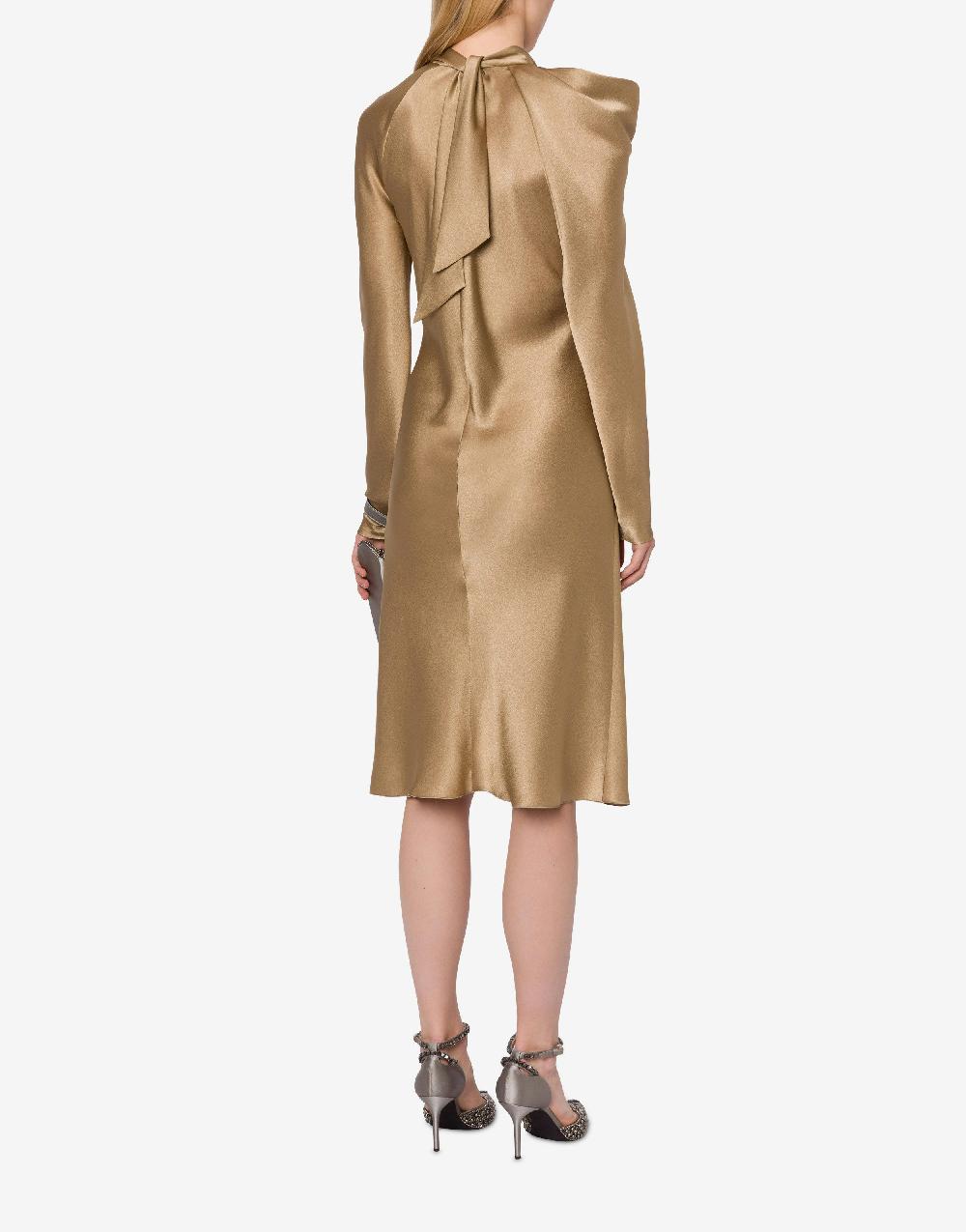 Alberta Ferretti Abito midi in raso con ruche Offerta
