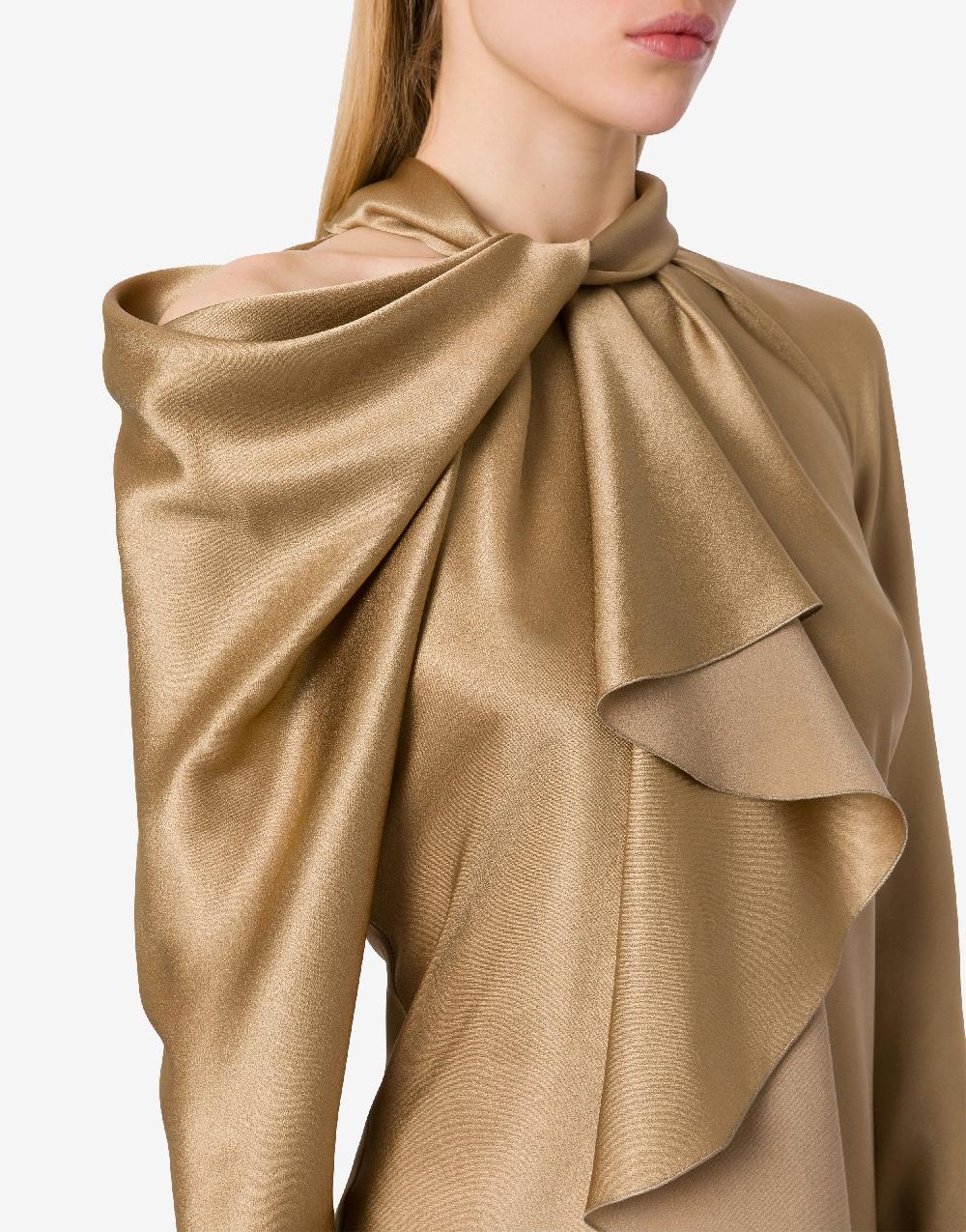 Alberta Ferretti Abito midi in raso con ruche Offerta