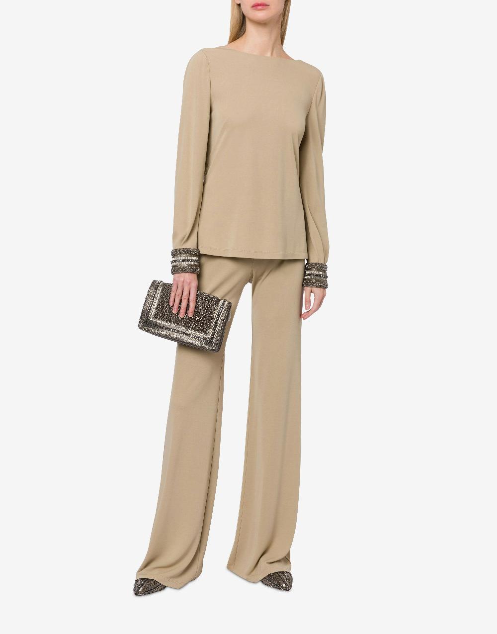 Alberta Ferretti Blusa in organzino con polsini ricamati Economico