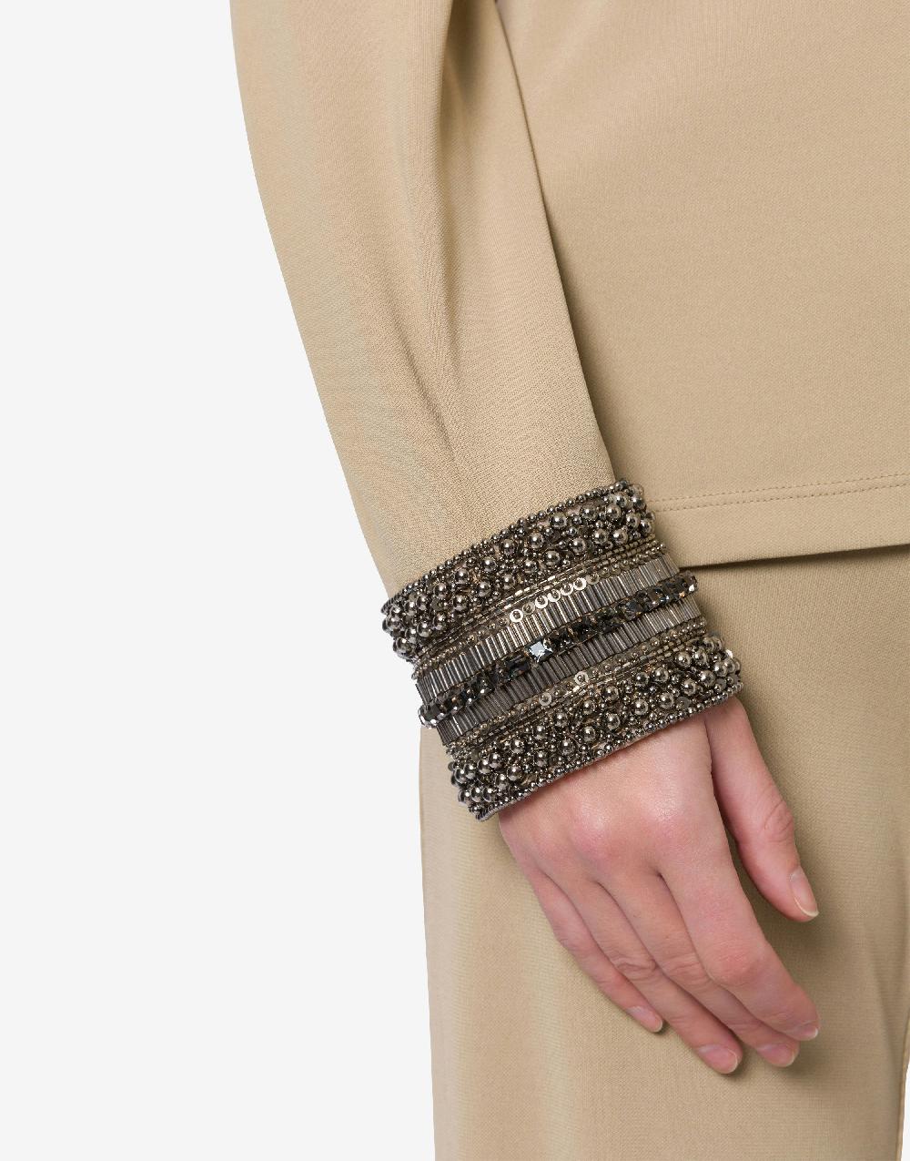 Alberta Ferretti Blusa in organzino con polsini ricamati Economico