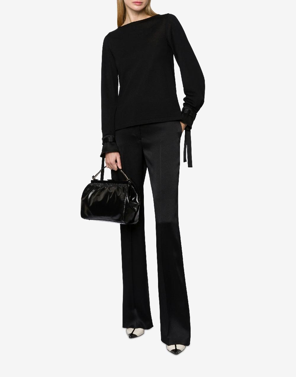 Alberta Ferretti Maglia in lana con nastri in raso Offerte