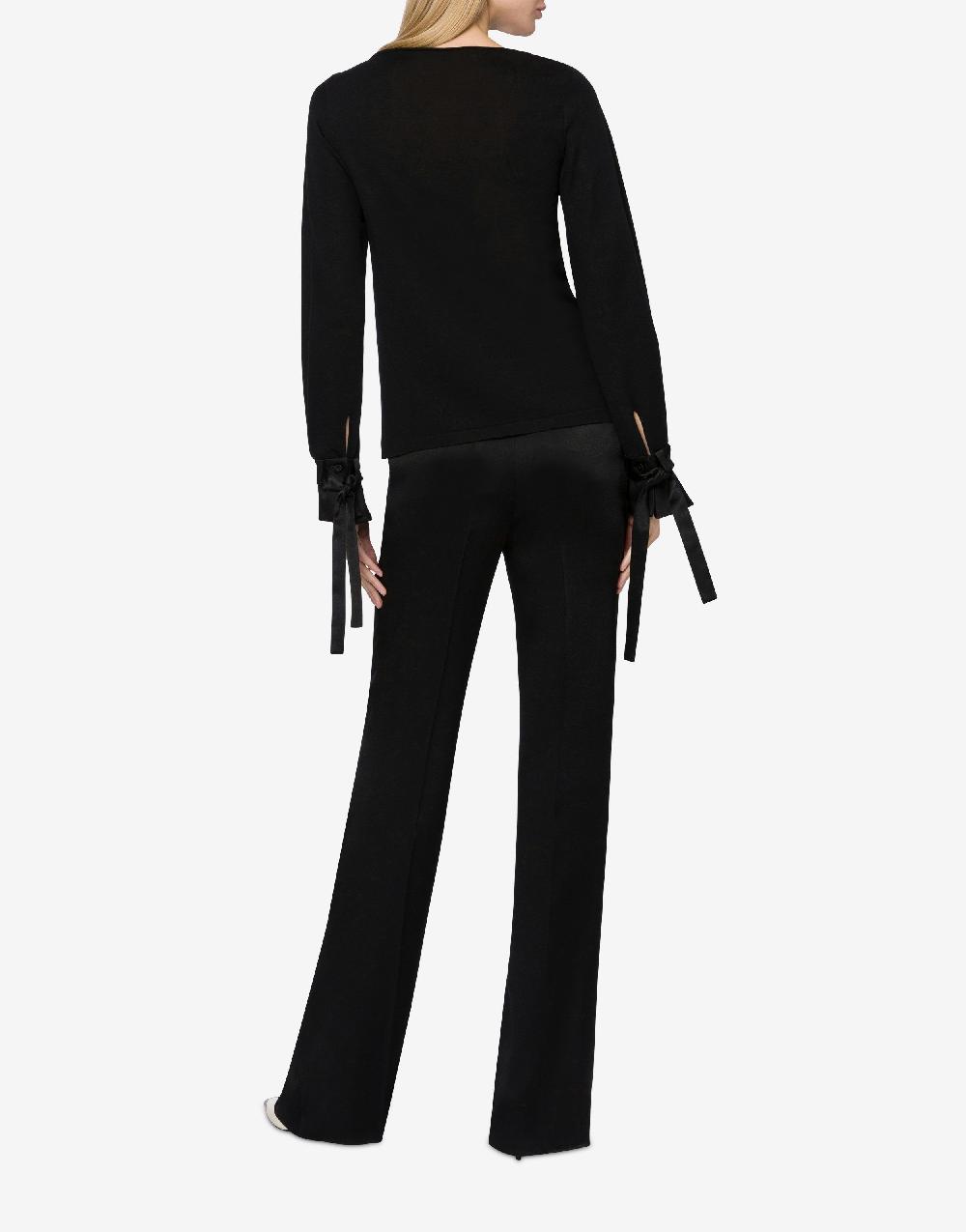 Alberta Ferretti Maglia in lana con nastri in raso Offerte