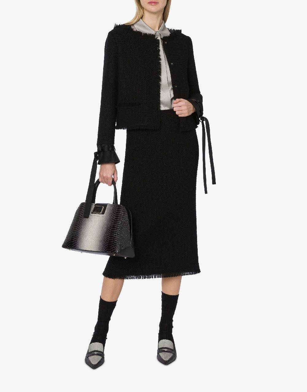 Alberta Ferretti Gonna longuette in stuoia di lana Vendita Calda