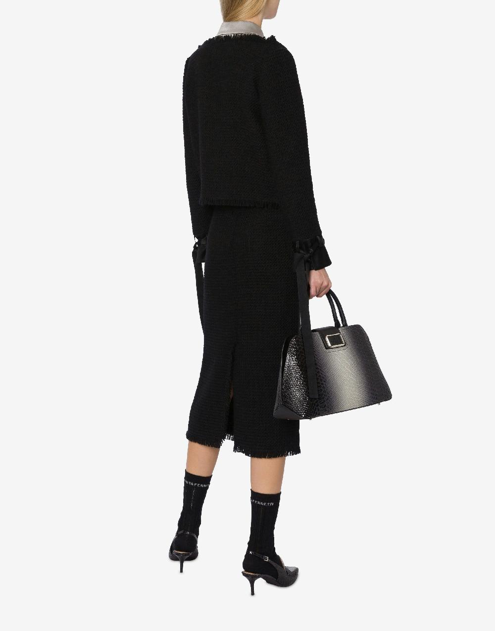 Alberta Ferretti Gonna longuette in stuoia di lana Vendita Calda