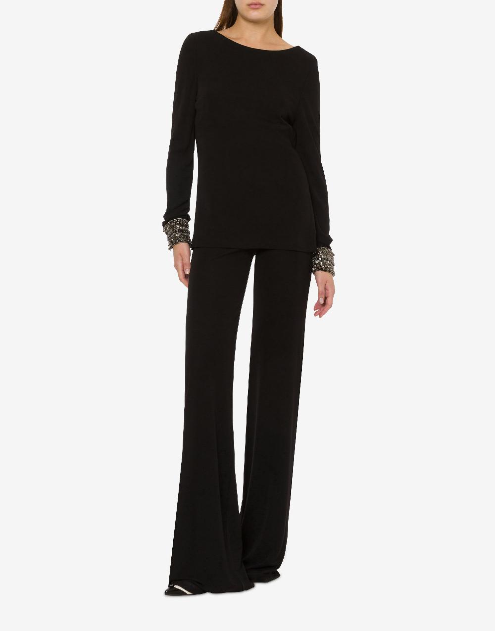 Alberta Ferretti Blusa in organzino con polsini ricamati Vendita Economica